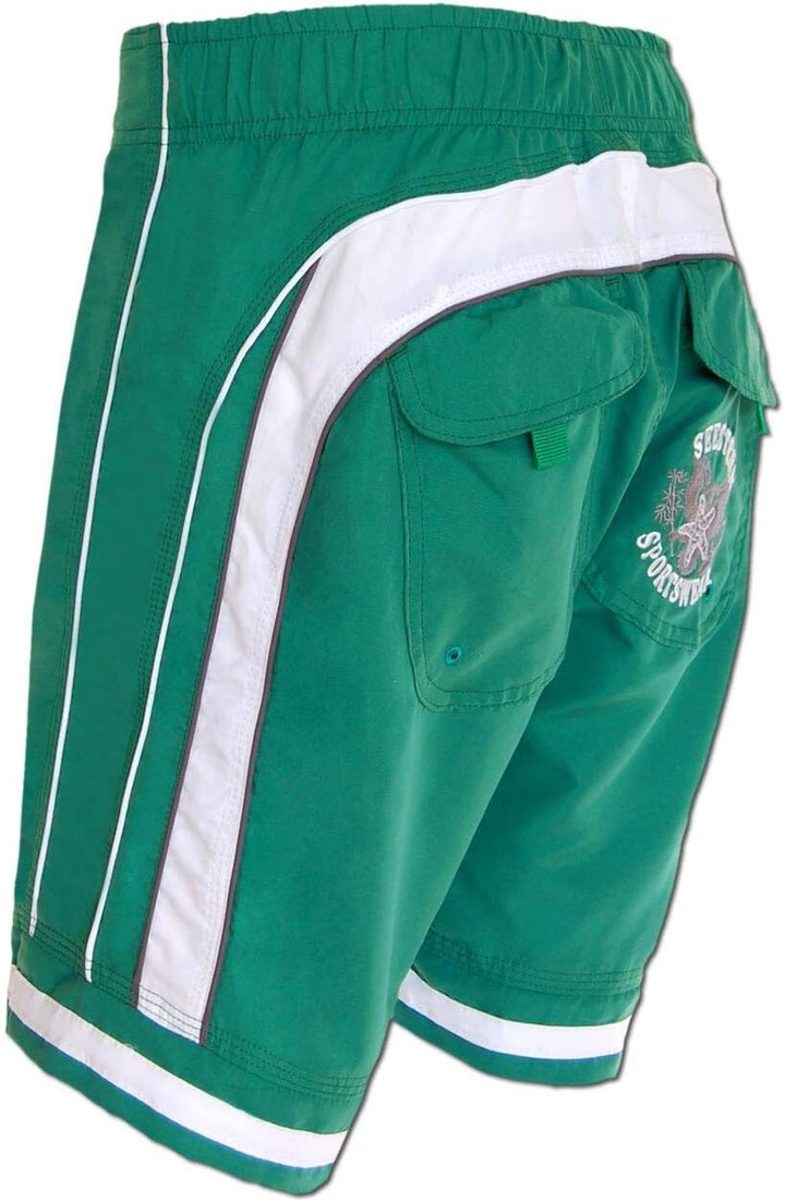 SEESTERN Herren Boardshorts Surfshorts Boardshort Badeshorts mit Gummizug hinten S-3XL mittellang 47