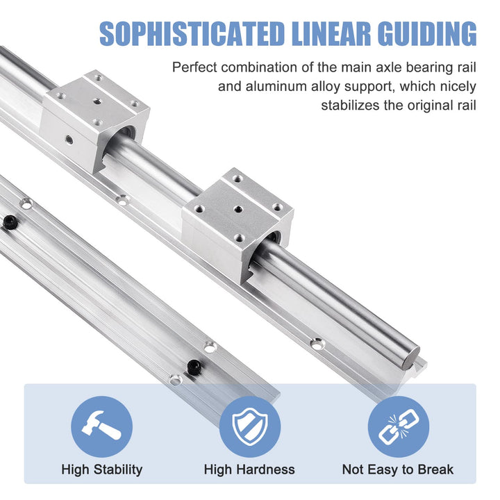CNCMANS Linearführung Linearschiene 2Stück SBR20-800mm Edelstahl Führungsschiene mit 4Stück SBR20UU