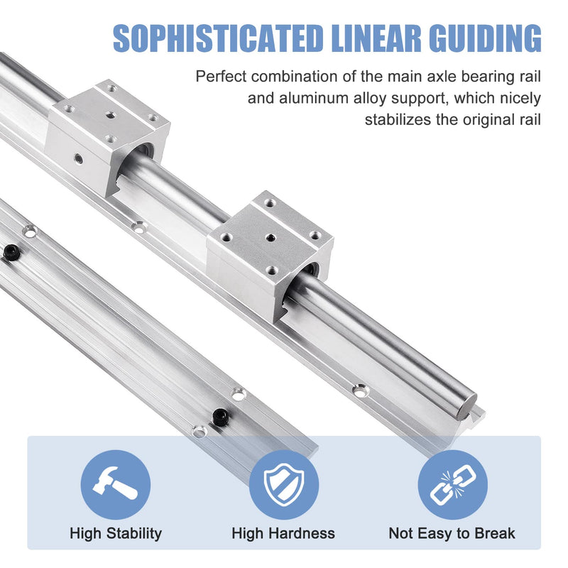 CNCMANS Linearführung Linearschiene 2Stück SBR20-400mm Edelstahl Führungsschiene mit 4Stück SBR20UU