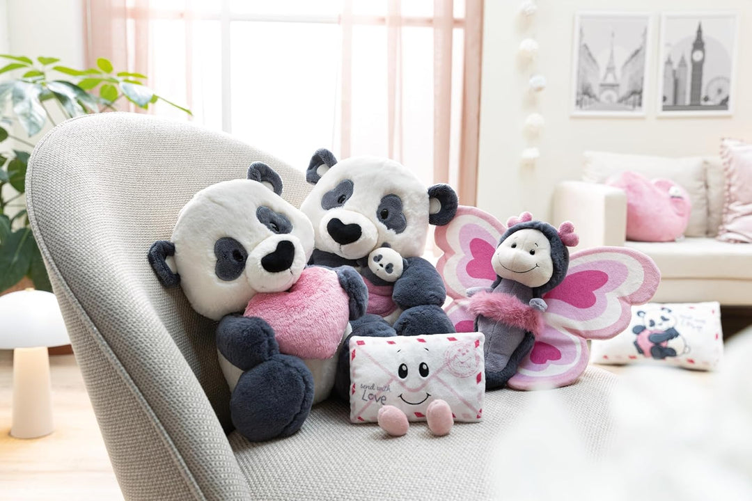 NICI Kuscheltier Love Panda mit Herz 20cm - schwarz - Weiches Plüschtier – niedliches Stofftier zum