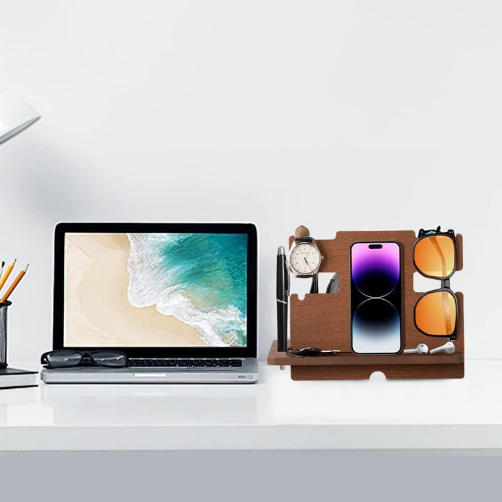 Geschenke für Männer Weihnachten Holz Telefon Dockingstation Uhren Schlüssel Geldbörsenständer Männe