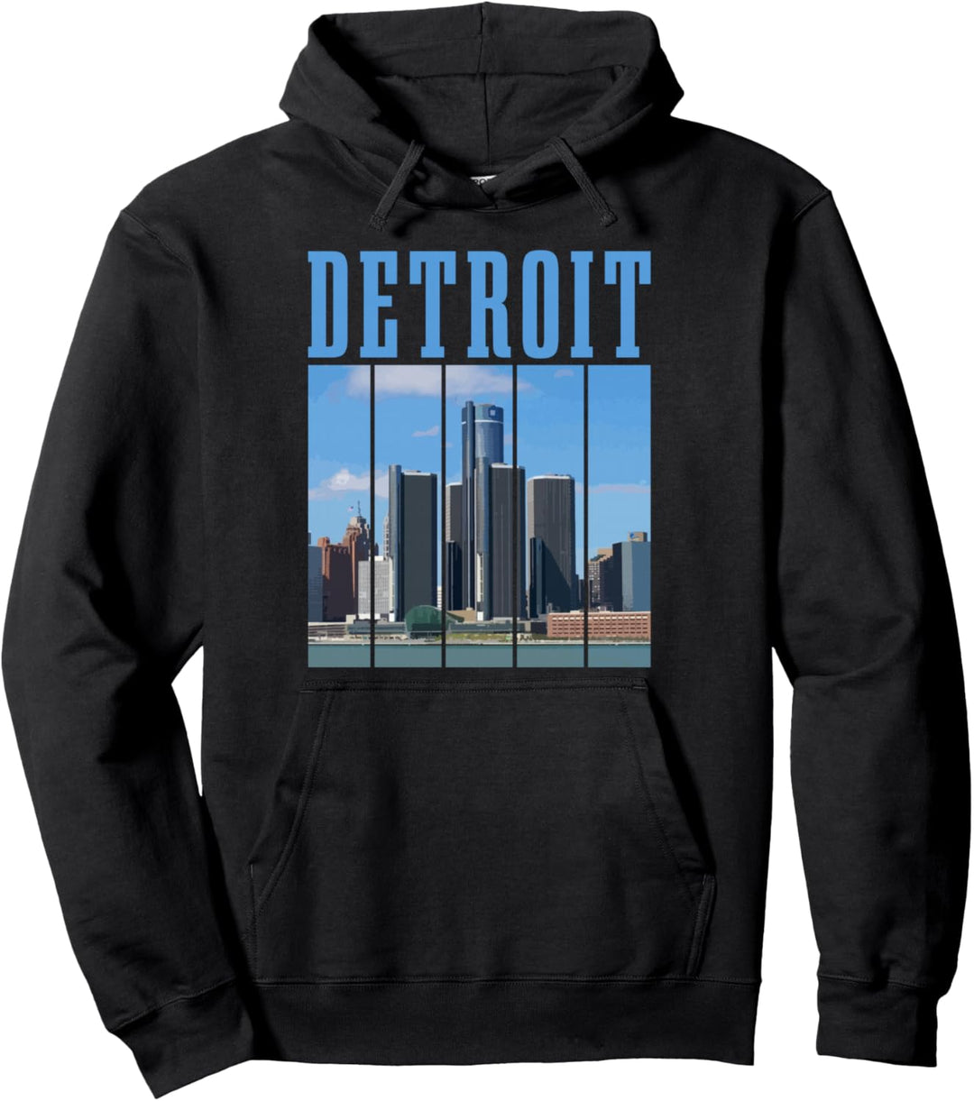 Detroit Skyline 313 Michigan Vintage Pride Pullover Hoodie