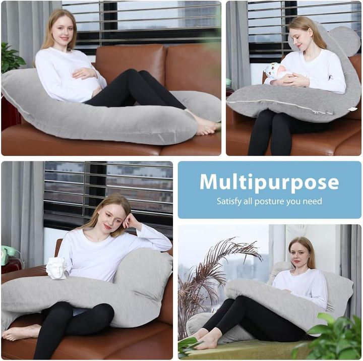 Chilling Home Schwangerschaftskissen U Form,Seitenschläferkissen mit Jersey Atmungsaktiver Bezug U K
