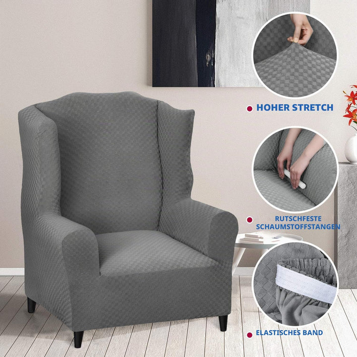 MAXIJIN Elastischer Sesselbezug mit Ohren 1 Stück Jacquard Sofaschutz Kopfstütze Sofabezug Sessel mi