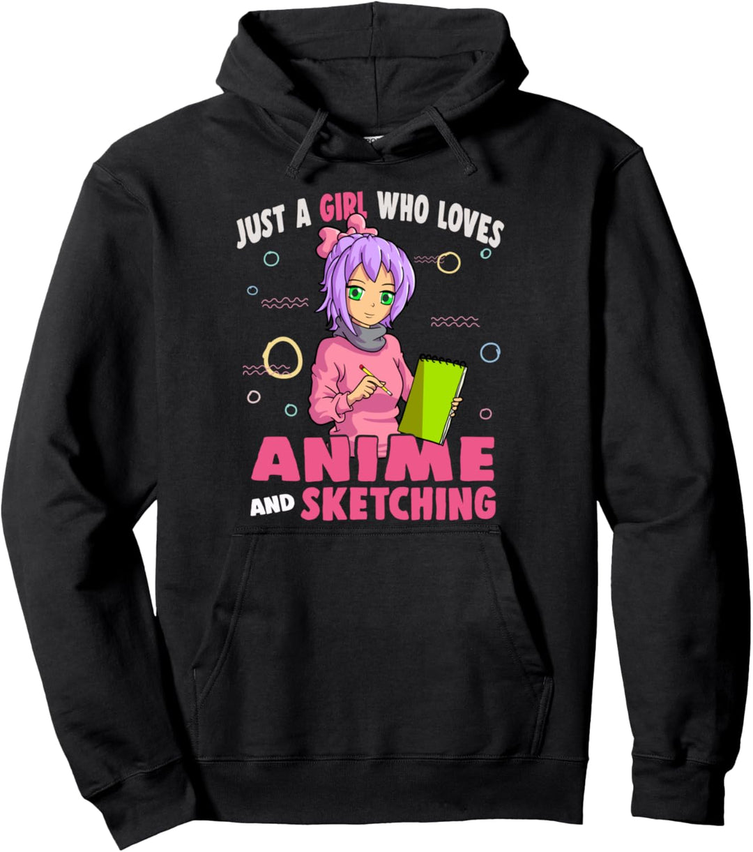 Nur ein Mädchen, das Anime liebt und Skizzieren Draw Anime Pullover Hoodie