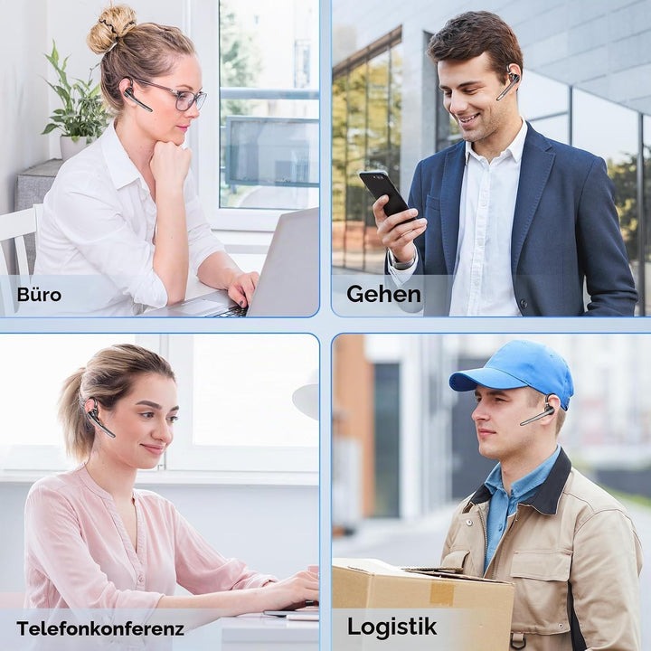 New Bee Bluetooth Headset, V5.1 Wireless Freisprech Headset mit 72h Spielzeit und CVC 8.0 Dual ENC G