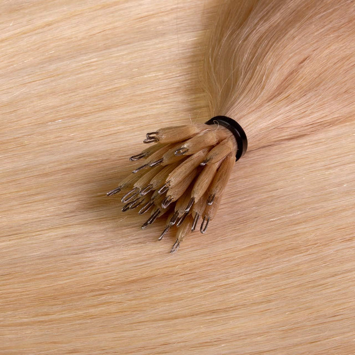 hair2heart Premium Nanoring Extensions Echthaar glatt - 50 Strähnen 1g 60cm 8/01 hellblond natur-asc