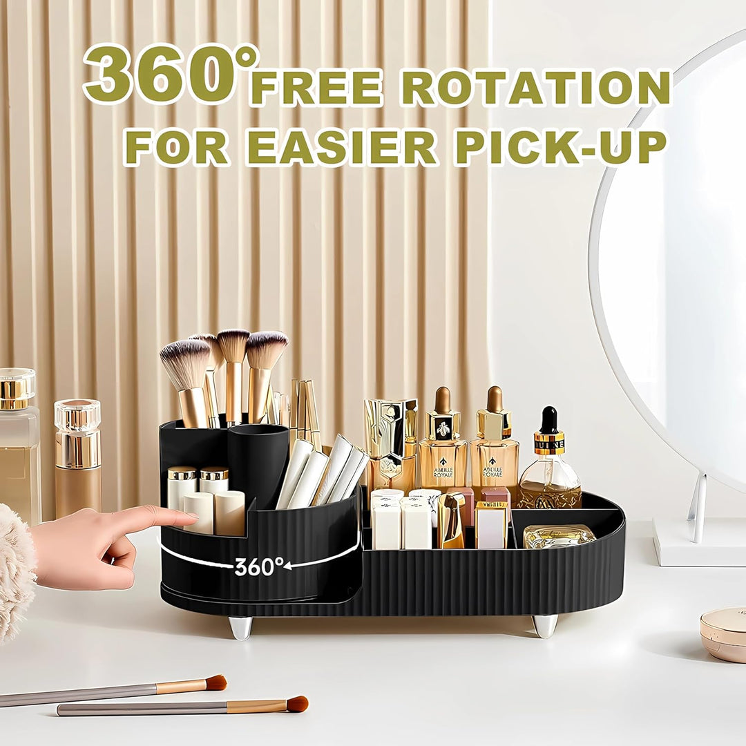 Make up Organizer 360° Drehbar, Grosser Bad Kosmetik Organizer mit Aufbewahrungsbox für Schminktisch