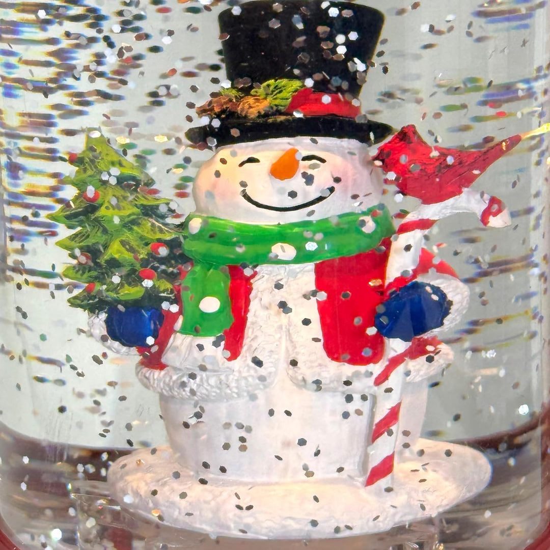 MIJOMA Weihnachtliche LED Laterne Schneekugel aus Glas, Zauberhafter Schneewirbeleffekt, Warmweisses