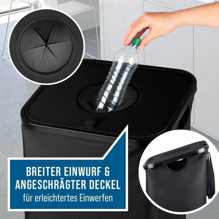 EASYmaxx Pfandflaschen Sammelbehälter 80 l inkl. Türhaken & 2 herausnehmbare Tragetaschen | Flaschen