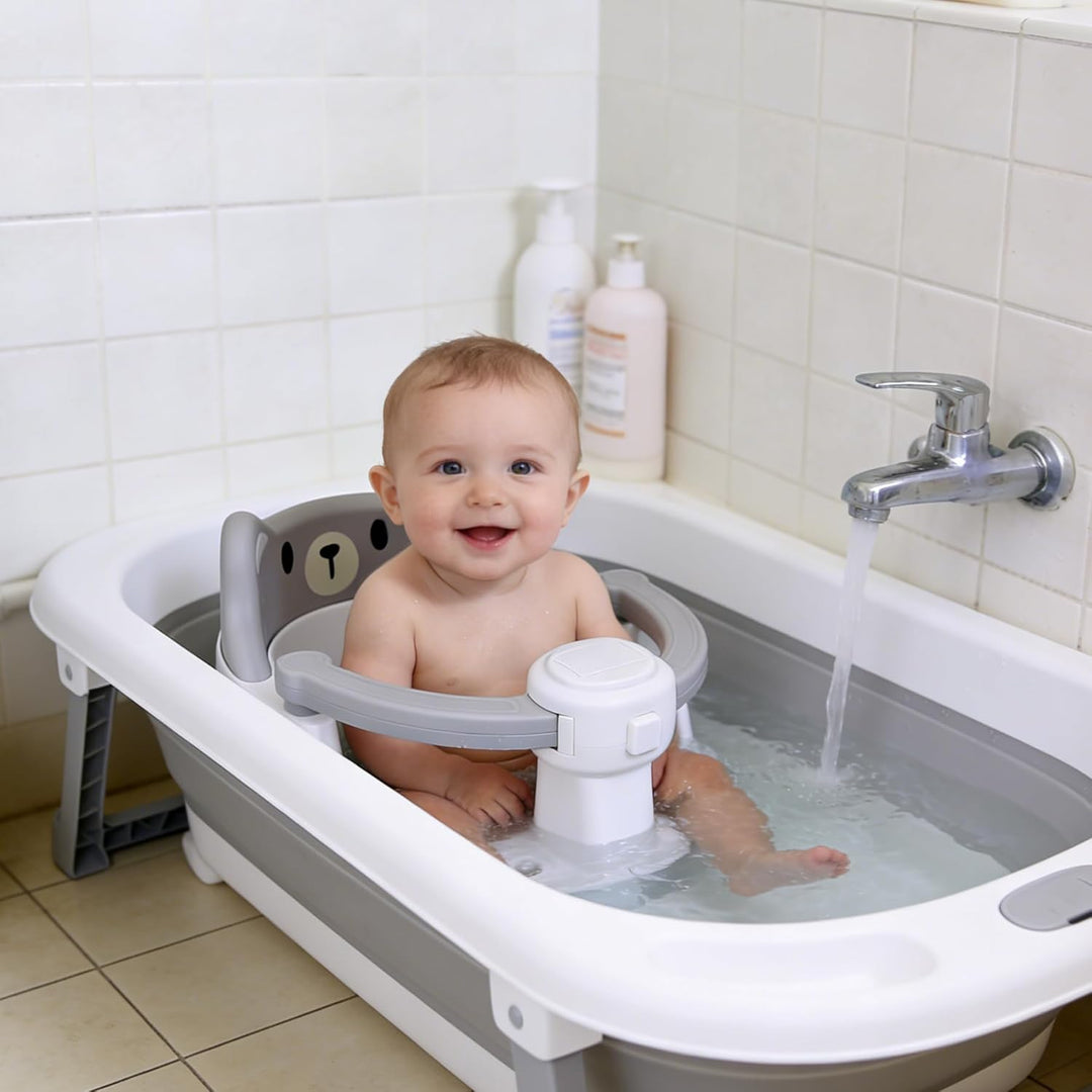REDCAMP Baby Badewannensitz mit 4 starken Saugnäpfen, aufklappbare Armlehnen für einfachen Ein- und