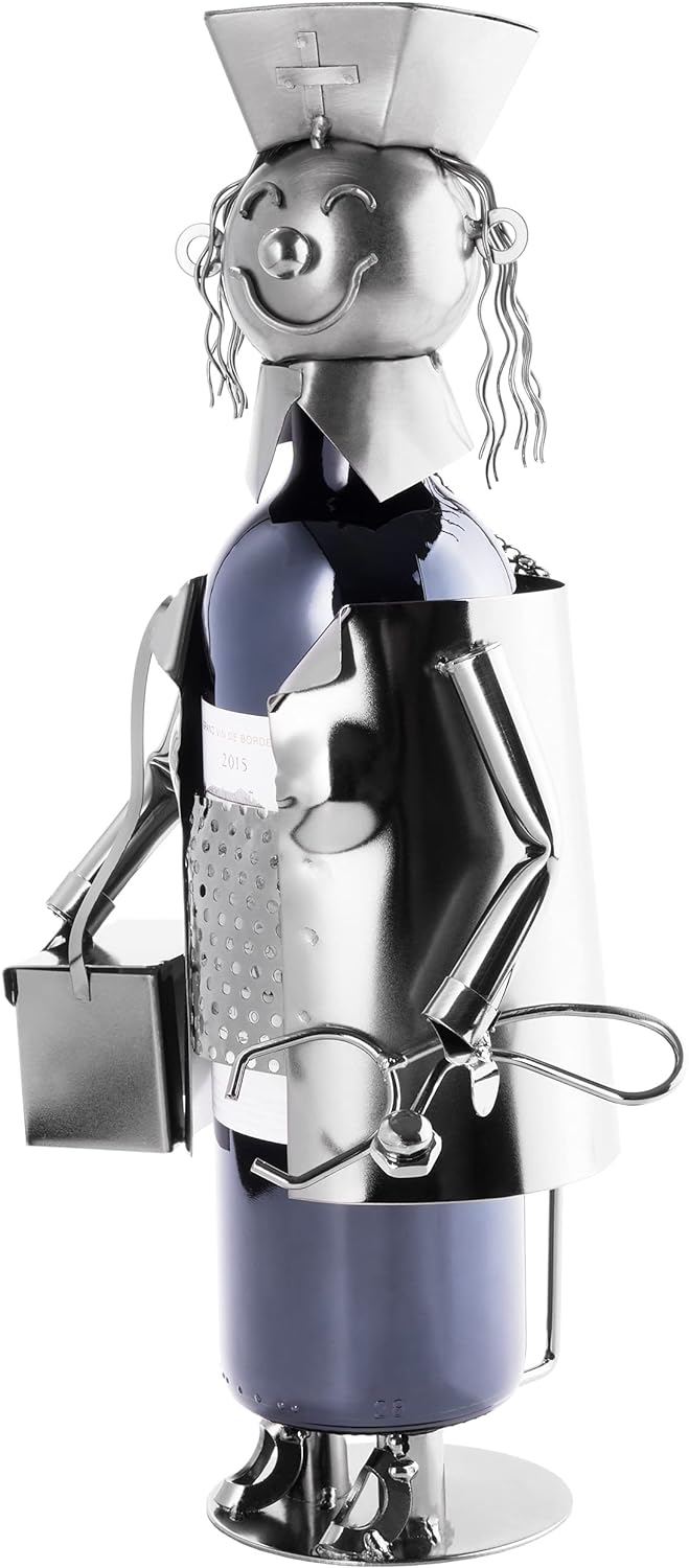 Brubaker Weinflaschenhalter Krankenschwester - Metall Skulptur Flaschenständer - 23 cm - Wein Gesche