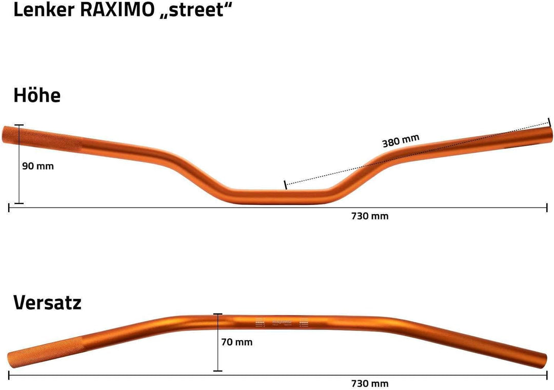 Alu Lenker Street 22mm Raximo mit ABE orange, orange