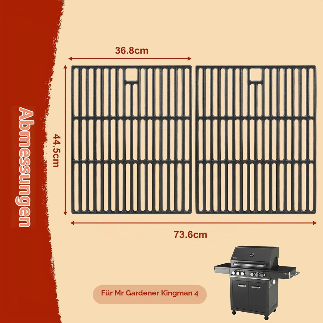 Denmay 44,5 x73,6 cm Gusseisen Grillrost für Mr Gardener Kingman 4, Emailliert Grillrost Ersatz für