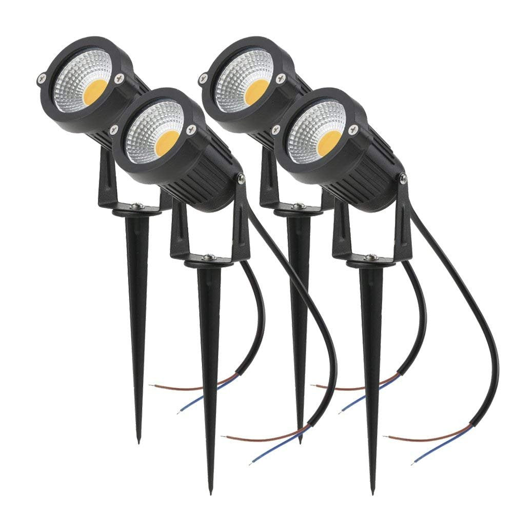 4 PCS 5W COB LED Gartenleuchte mit Erdspiess Gartenstrahler IP65 wasserdicht 85-265V/AC für Garten,