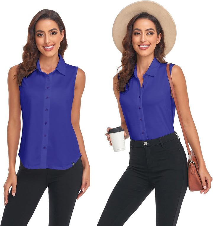 Soneven Bluse Damen Elegant Sport Tank Top mit Kragen Damen Ärmellos Poloshirt Golf Polo Sommer Ober