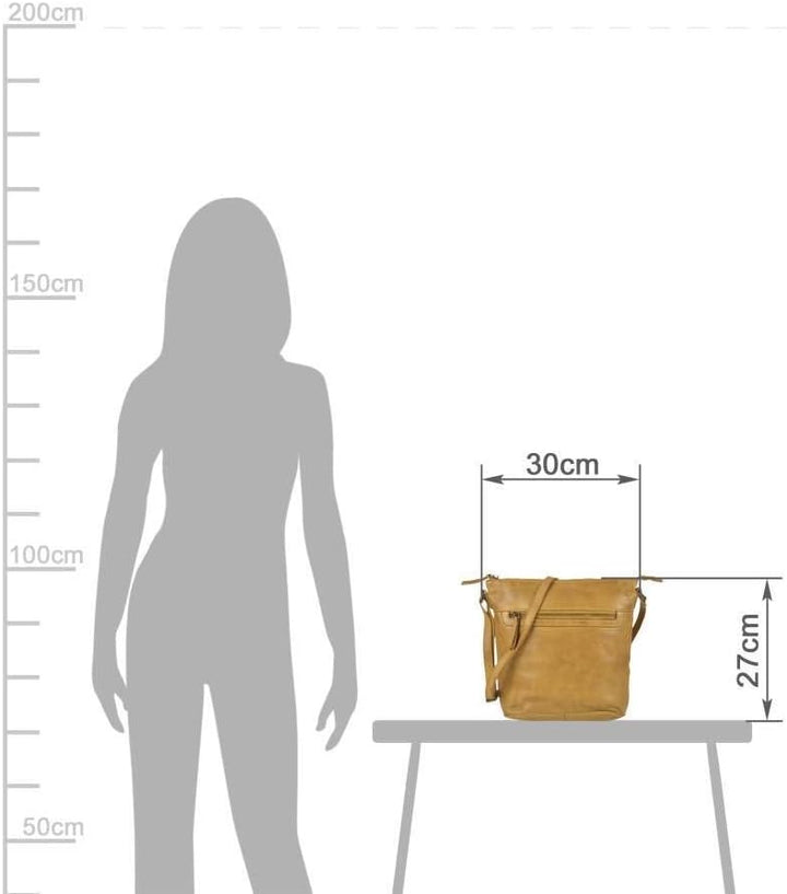 Bear Design Damen Tasche Ledertasche Umhängetasche Schultertasche 30x27cm Ocker gelb