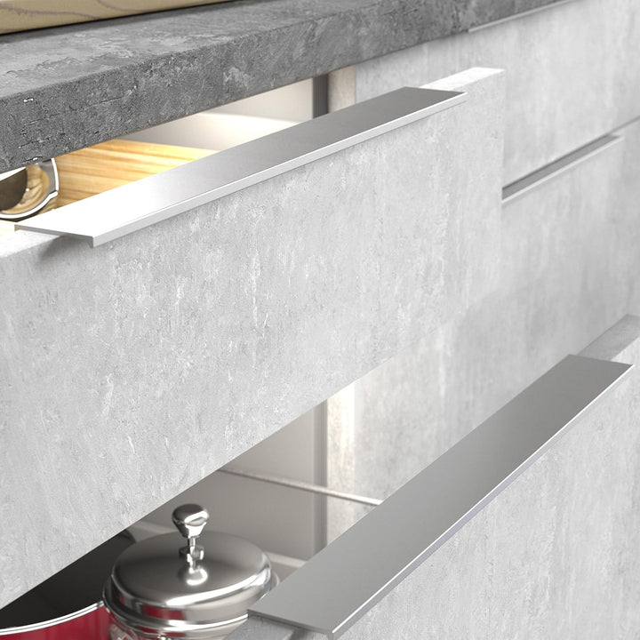 10er Set Alu Möbelgriff SEARL 330 mm Edelstahloptik Griff-Profilleiste Schubladengriff Küchengriff v