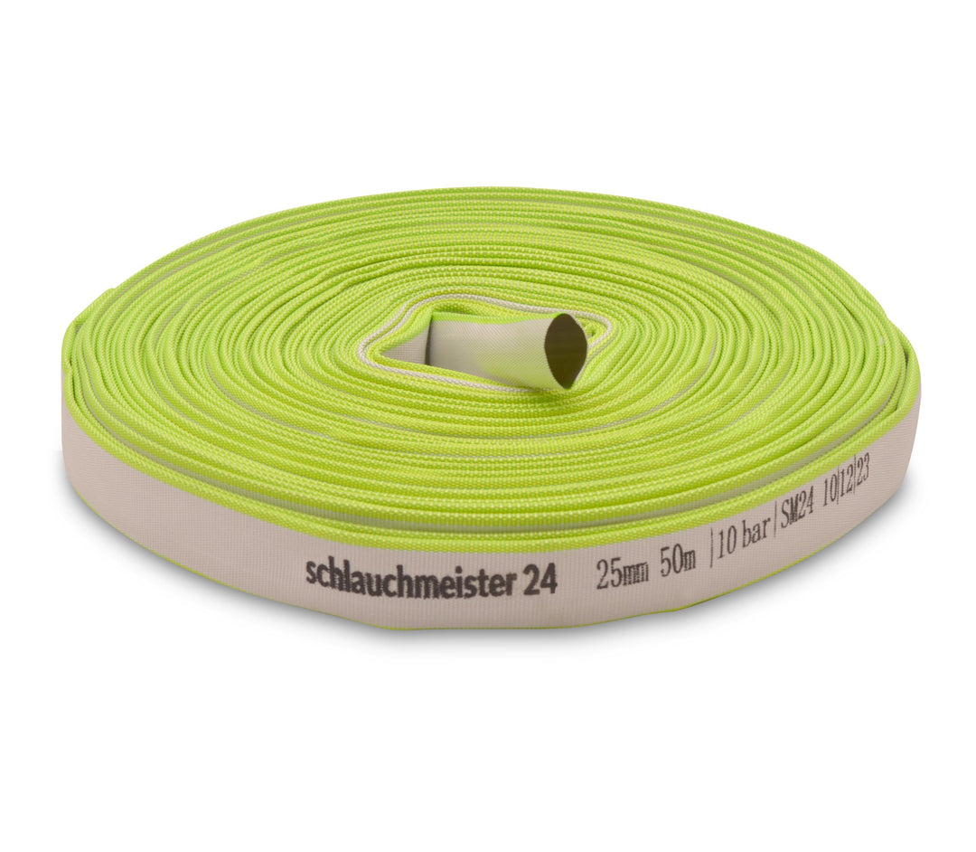 Ø 1 Zoll - 25 mm, 50 m Flachschlauch | Bauschlauch | Industrieschlauch | Synthetischer Gummi, Weiss
