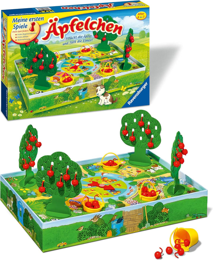 Ravensburger 22236 - Äpfelchen - Sammelspiel für Kinder, Äpfel pflücken für 2-4 Spieler ab 4-7 Jahre