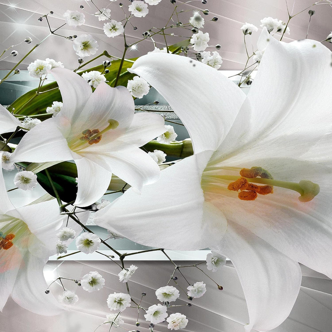 Runa Art Bild Blumen Lilien Wandbilder auf Vlies Leinwand 5 Teilig Wanddekoration Wohnzimmer Schlafz