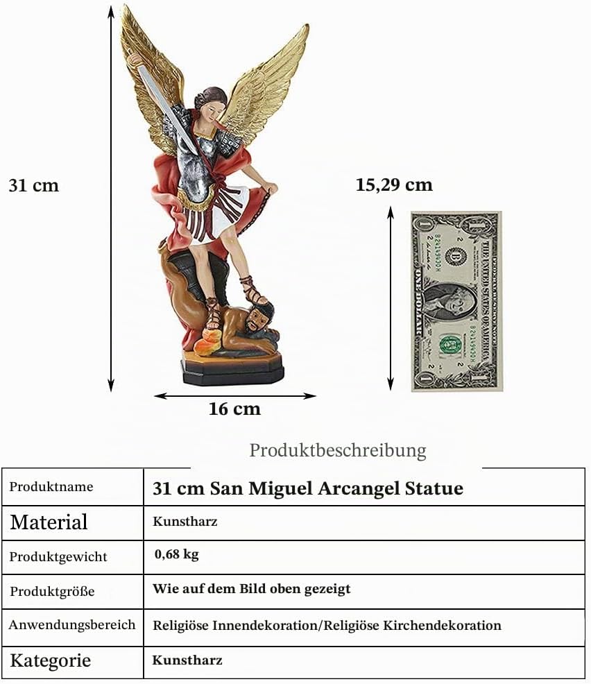 31 cm St. Michael Statue, Erzengel Michael Statue, San Miguel Engel Statue, Erzengel Michael besiegt