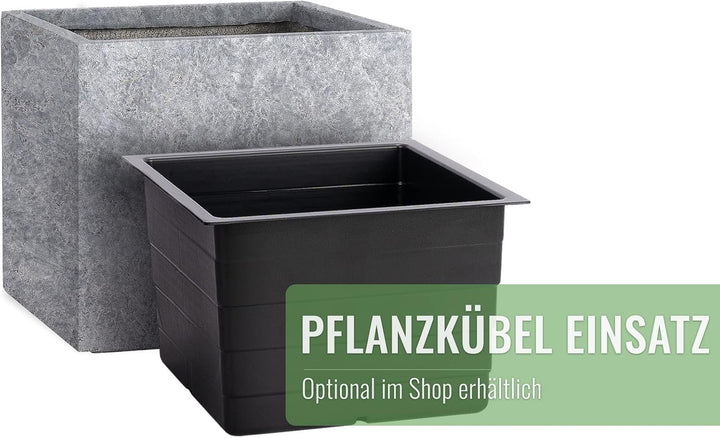 Pflanzwerk® Pflanzkübel Cube Lava Hellgrau 30x34x34cm Blumentopf *Frostbeständige Blumenkübel* *UV-S