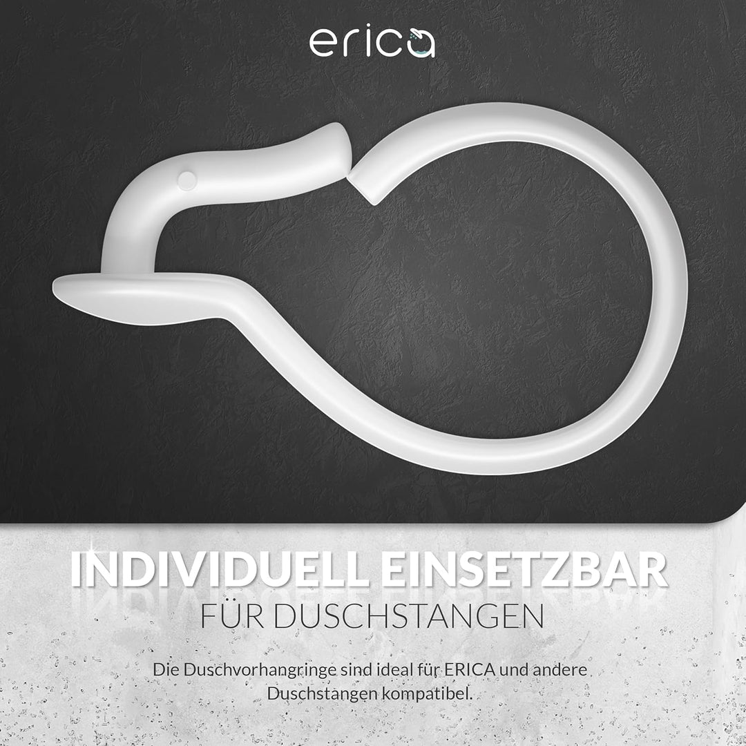 Erica Duschvorhangstange L form 70x90, 70x160 oder 90x140 cm + 24 Duschvorhangringe | Duschvorhang s