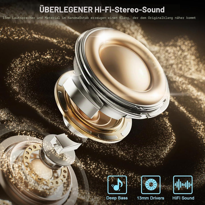 Bluetooth Kopfhörer, 2026 Kopfhörer Kabellos Bluetooth 5.4, In Ear Kopfhörer 50 Std Spielzeit Tiefer