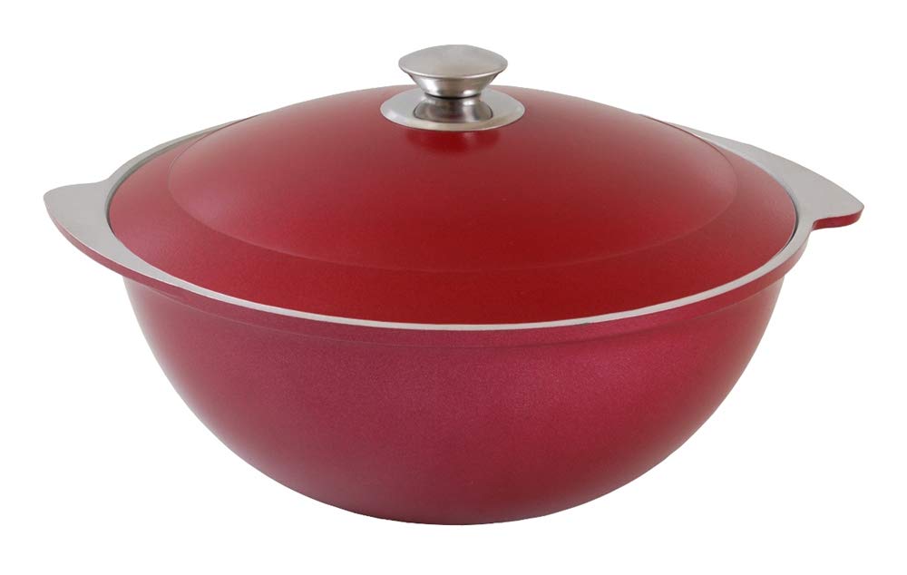 Kazan - Kasan aus Alu Aluguss 6 Liter - Schmortopf - Asia-Wok - Dekorative Aussenbeschichtung Weinro