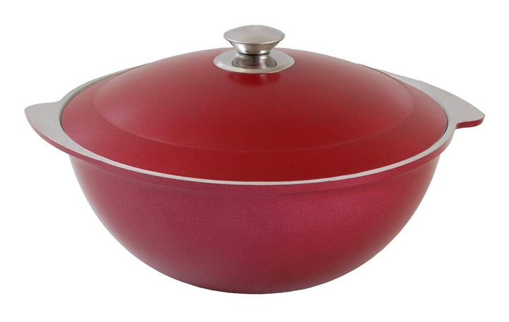 Kazan - Kasan aus Alu Aluguss 6 Liter - Schmortopf - Asia-Wok - Dekorative Aussenbeschichtung Weinro