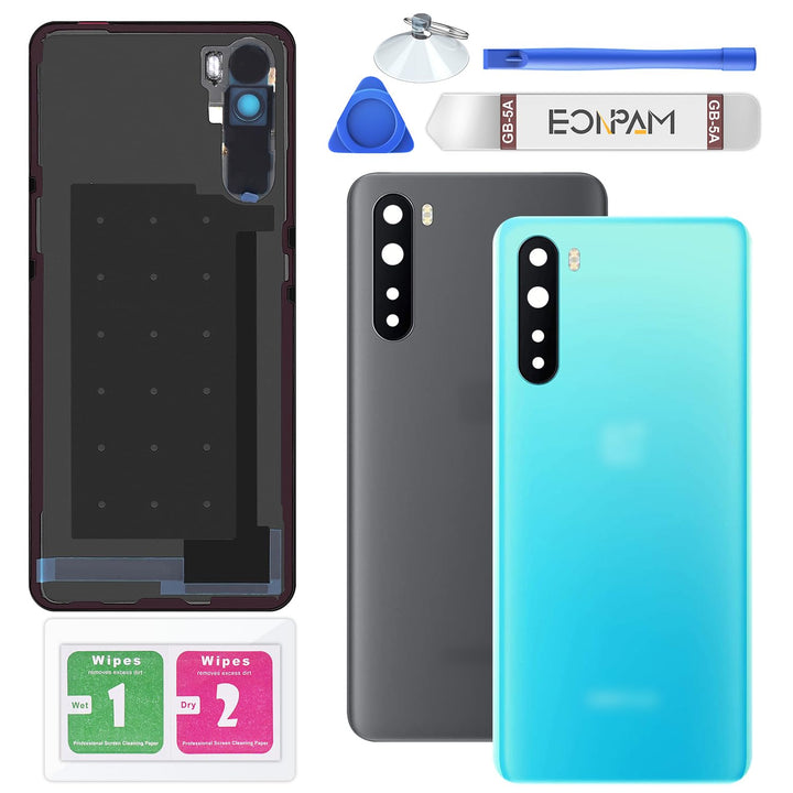 Eonpam Akkudeckel für OnePlus Nord Rückseite Glas Original Backcover Back Glas Ersatz Reparatur Set