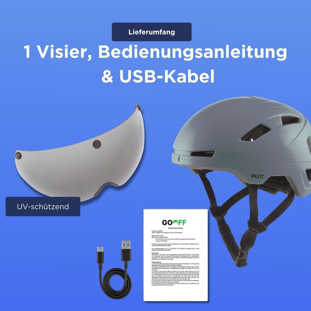 GOOFF Pilot S-Pedelec Helm - Schutz für schnelle E-Bike Fahrten – Fahrradhelm mit Visier und Licht –