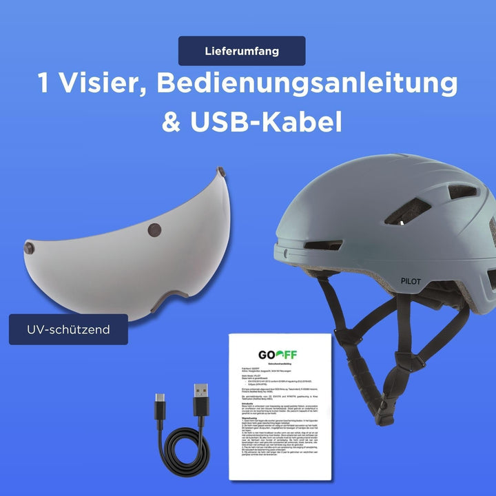 GOOFF Pilot S-Pedelec Helm - Schutz für schnelle E-Bike Fahrten – Fahrradhelm mit Visier und Licht –
