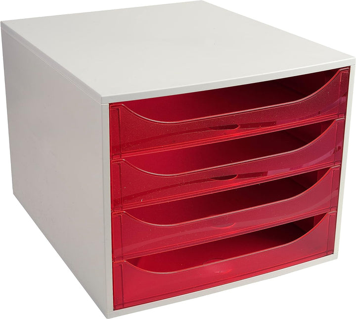 Exacompta 228654D Ablagebox Linicolor mit 4 Schubladen für DIN A4+ Dokumente. Ecobox mit hoher Kapaz