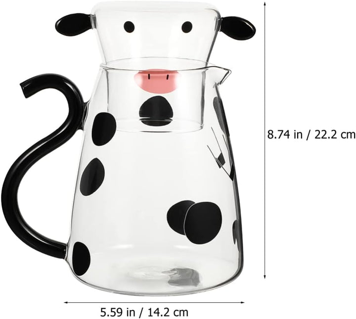 TOPBATHY Kaltes Wasserkrug mit Tasse Heimglas Juice Getränkglas Pitcher Cartoon Cow