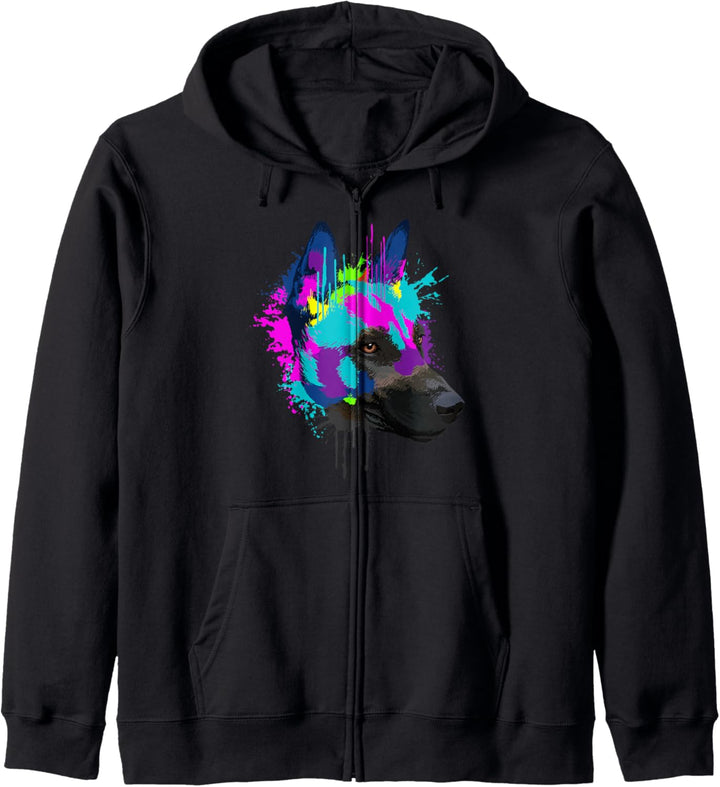 Splash Art Malinois Hundehalter Geschenkidee Hunde Kapuzenjacke