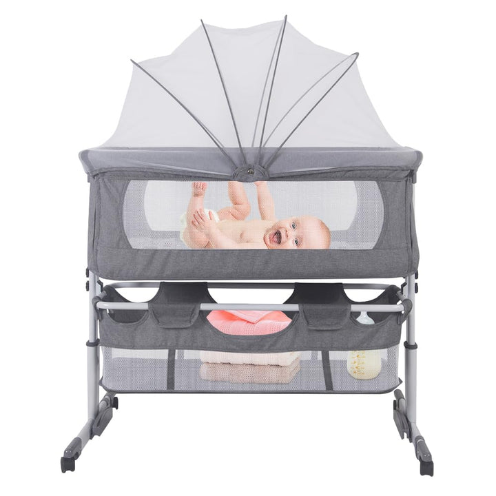 3 in 1 Babybett Höhenverstellung und Neigungsverstellung mit Bremse Stubenwagen Beistellbett Baby,Ba