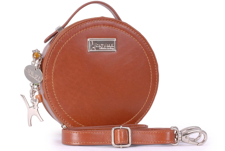 Catwalk Collection Handbags - Saffiano ECHTLEDER - Runde Handtaschen/Umhängetaschen Für Frauen TIFFA