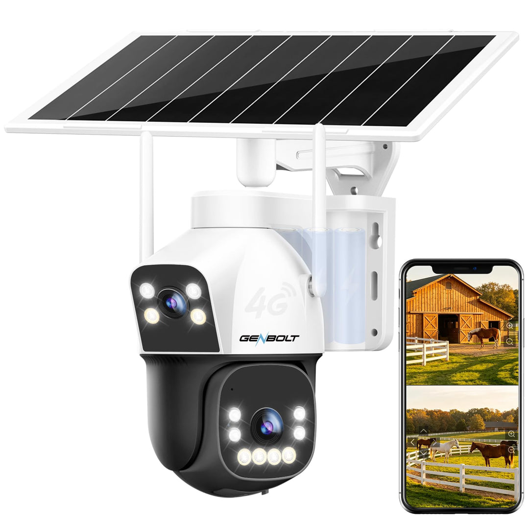 GENBOLT 4G AOV Mobilfunk Solar Überwachungskamera Aussen Kabellose, 7/24-Aufzeichnung 3MP+3MP IP Kam