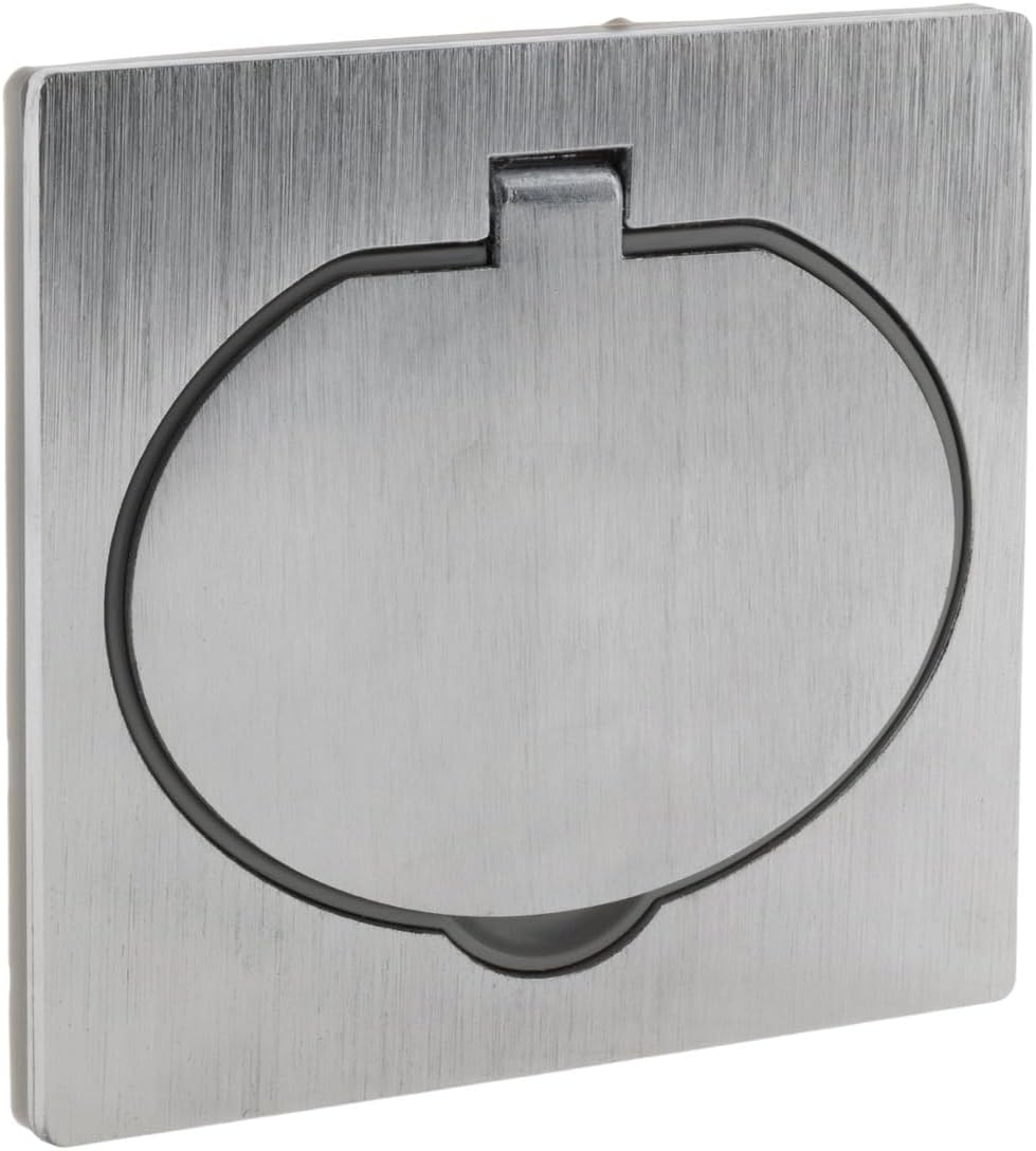 Schuko Bodensteckdose 16 A, gebürstetes Aluminium-Finish, IP44 mit Installationsbox