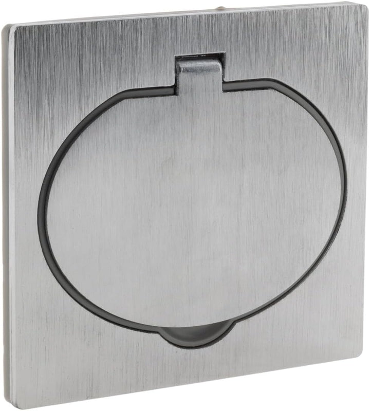 Schuko Bodensteckdose 16 A, gebürstetes Aluminium-Finish, IP44 mit Installationsbox