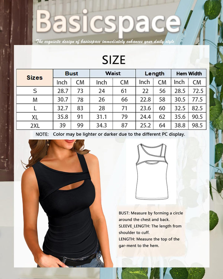 Basicspace Damen Ausschnitt Design Top Frühling Sommer Vielseitige Weste Schlanke Gerippte Weste S G