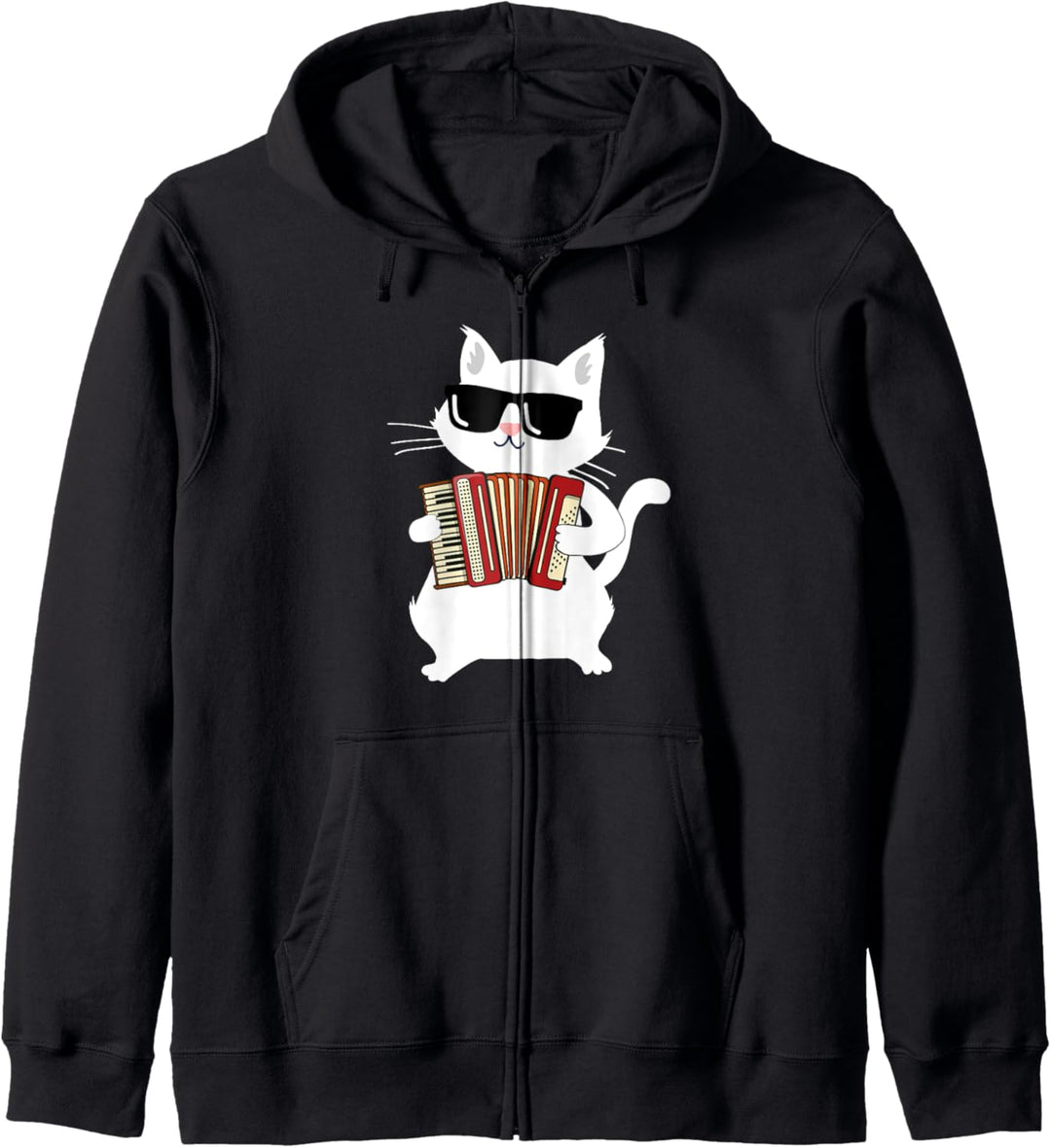 Cat Playing Accordion Kapuzenjacke