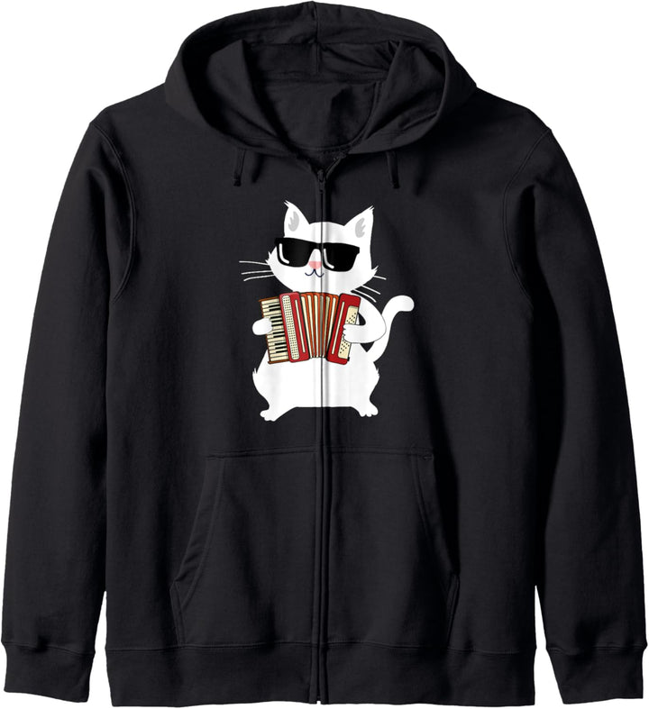 Cat Playing Accordion Kapuzenjacke