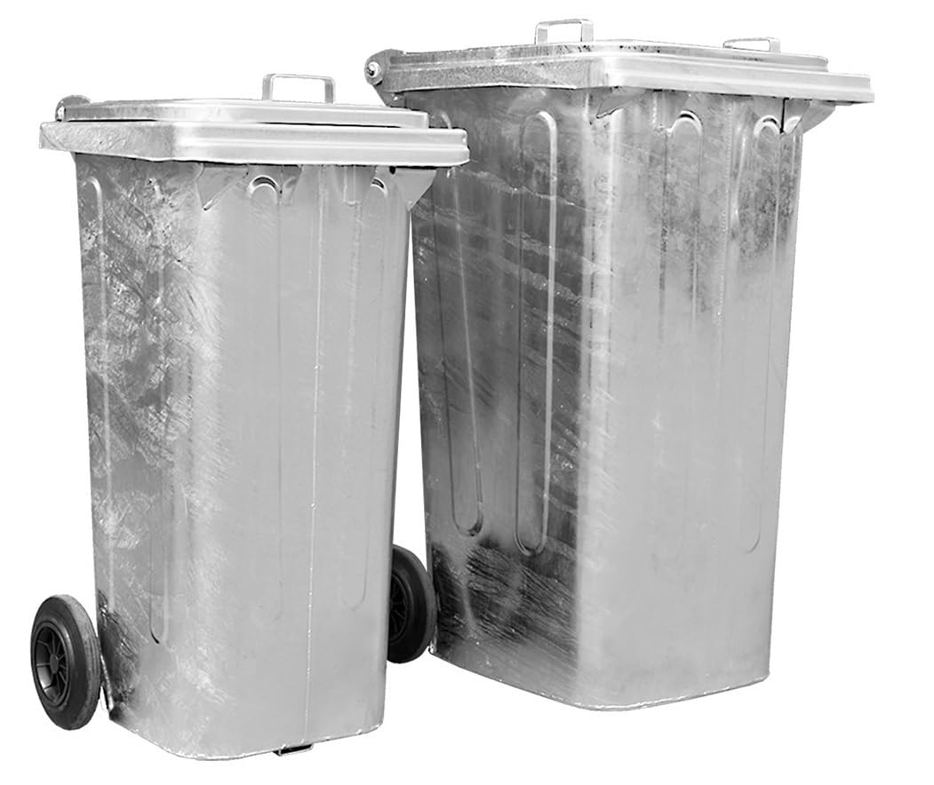 Mülltonne aus feuerverzinktem Stahlblech Volumen von 120 Liter 120 Liter Volumen, 120 Liter Volumen