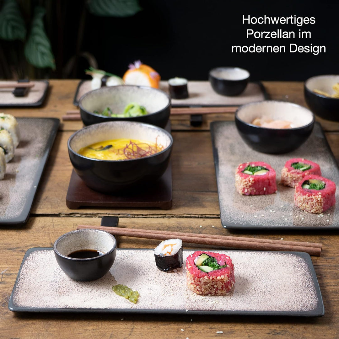 Moritz & Moritz Sushi Geschirr Set für 4 Personen - 29 Teile - Sushi Servierset mit 3X Sushi-Platte