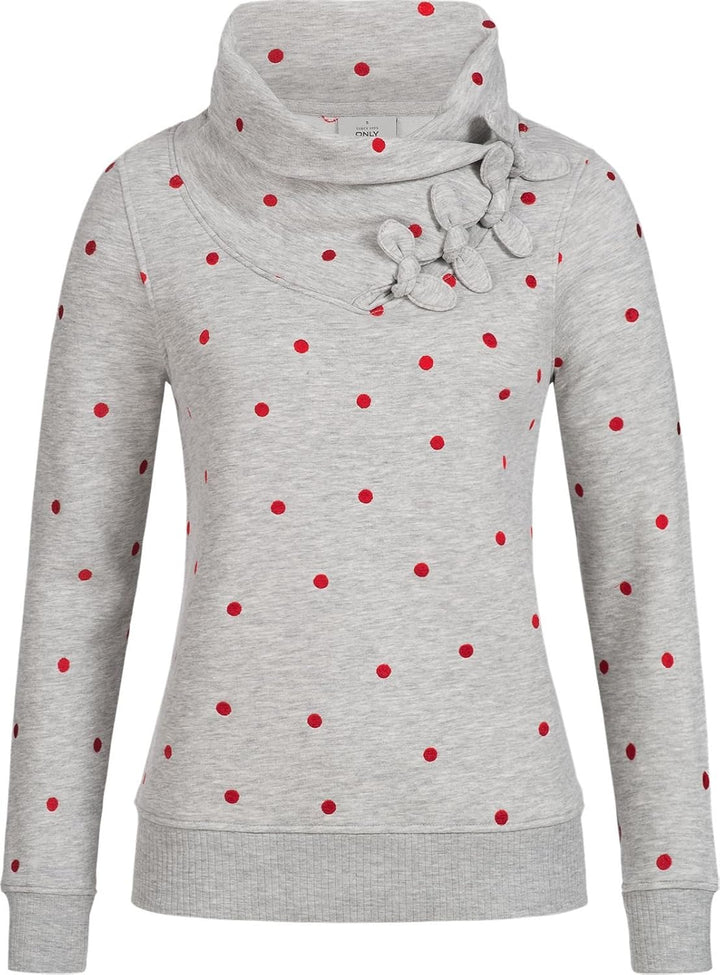 ONLY Damen Sweatshirt Lisa Bow Highneck hellgrau S