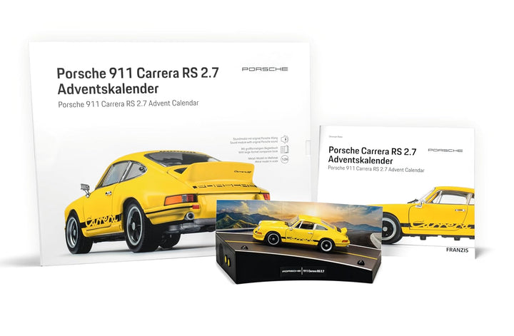 FRANZIS 55155 - Porsche 911 Carrera RS 2.7 Adventskalender, Metall Modellbausatz im Massstab 1:24, i