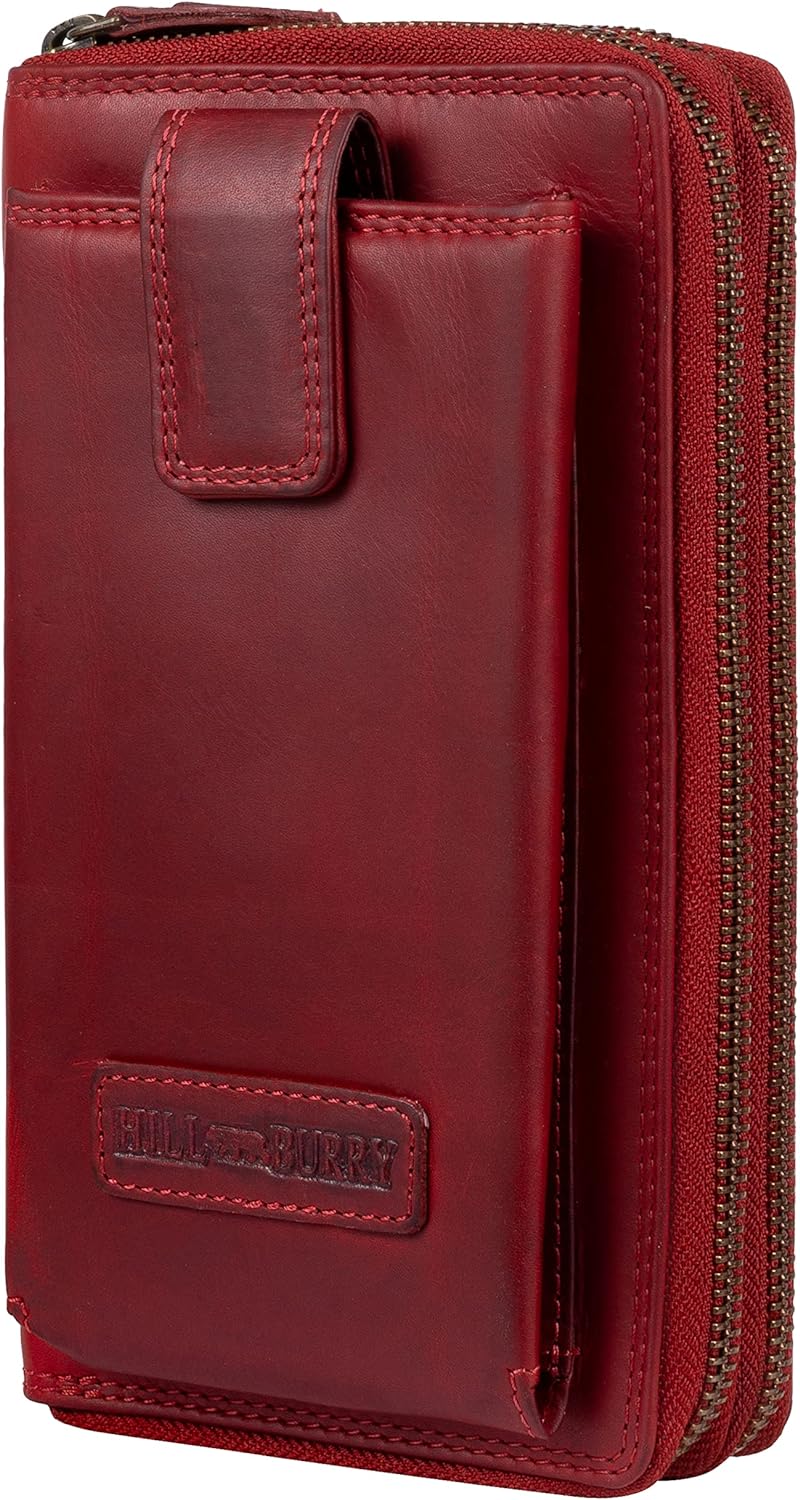Hill Burry Leder Handy Portemonnaie I Geldbörse | Umhängetasche | Handy-Wallet aus hochwertigem natu